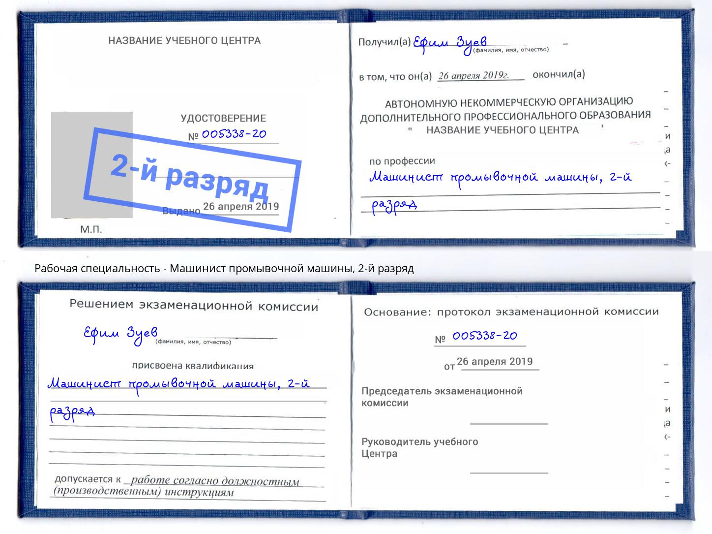 корочка 2-й разряд Машинист промывочной машины Избербаш